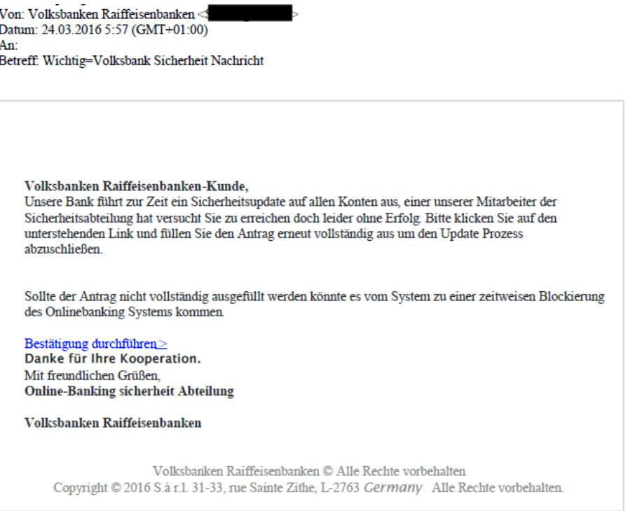 Phishing-Mail Volksbanken Raiffeisenbanken Phishing-Mail Volksbanken Raiffeisenbanken